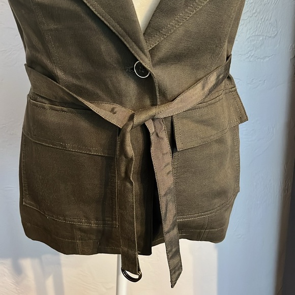 Banana Republic linen/cotton Tailored Vest with tie at waist sz 0 - Picture 2 of 12